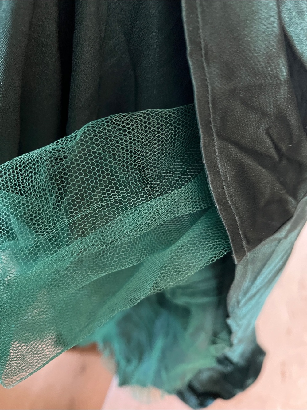 NWT LULU'S greatest hits forest green satin off shoulder ball gown L - Picture 12 of 14